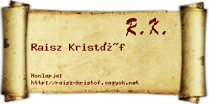 Raisz Kristóf névjegykártya