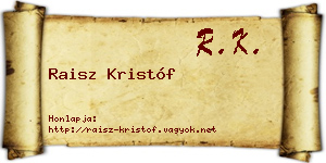 Raisz Kristóf névjegykártya